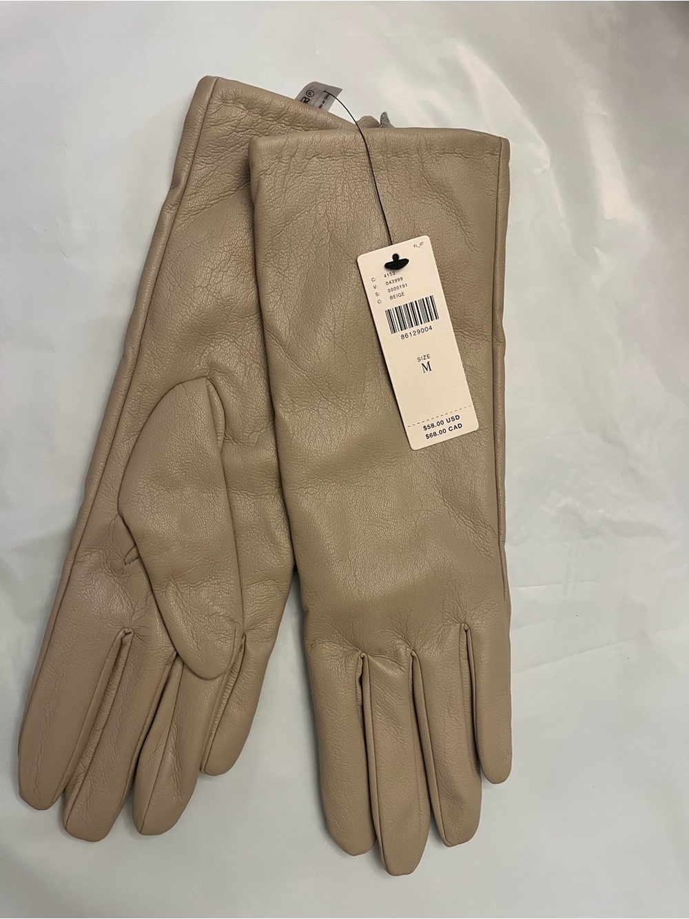 Anthropologie Taupe Leather Long Gloves